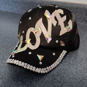 Black Bling "Love" Fashion Hat NWT